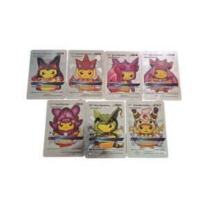 Pikachu Cosplay Card Bundle – 7 Anime Style Collectible Fan Art Cards